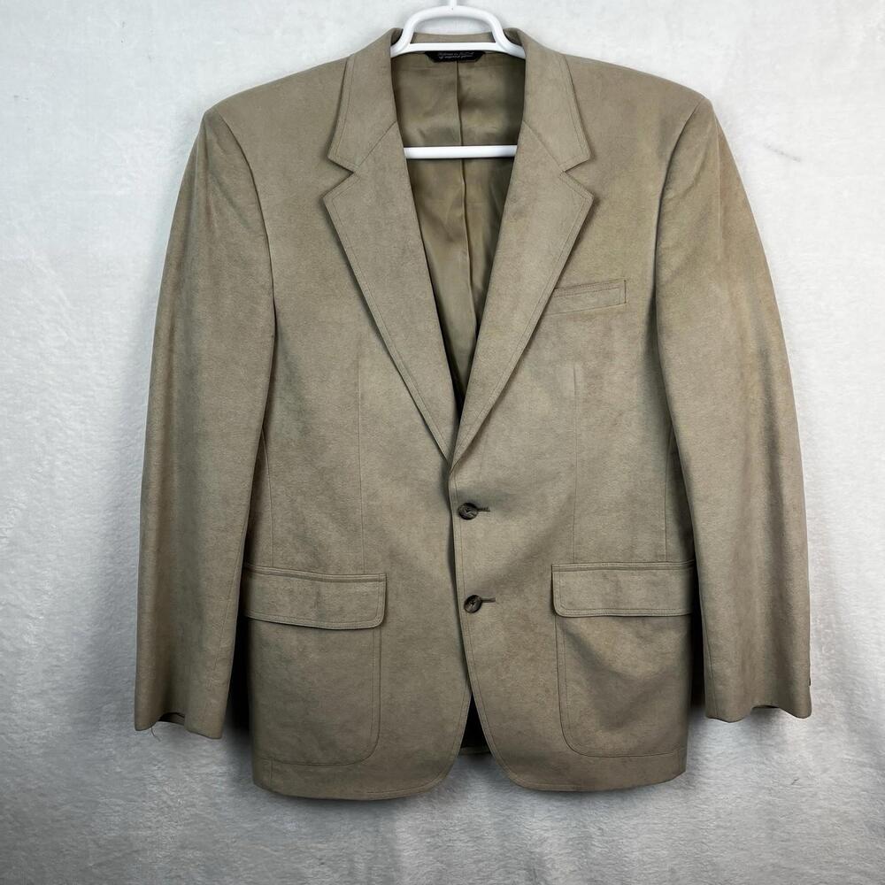 Vtge Ultra Suede Men Blazer Size 42 Beige Western Jacket Sport Coat‎ Made in USA